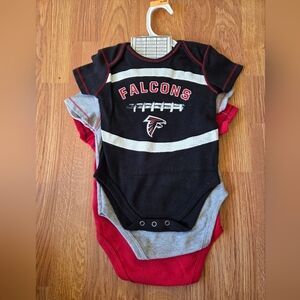 NFL Atlanta Falcons 6-9M 3pc Creeper Set NWT 100% Cotton Football